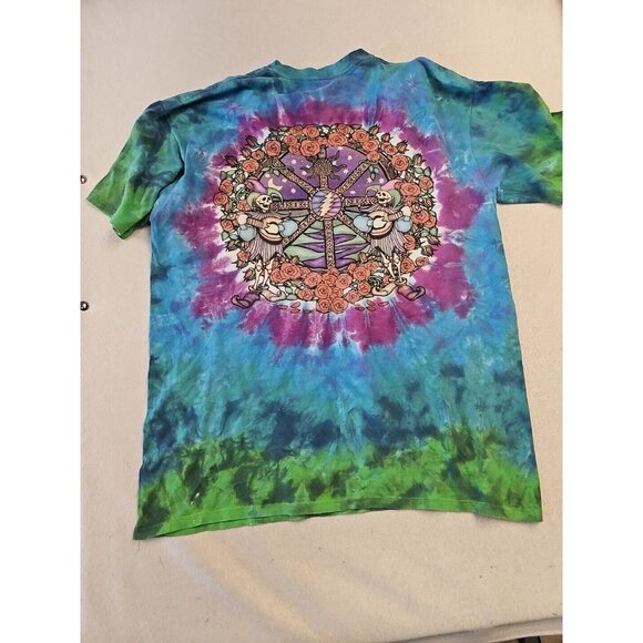 VINTAGE 2000 Liquid Blue Grateful Dead Celtic Mandala Tie Dye T-Shirt XL Distres - Picture 6 of 6
